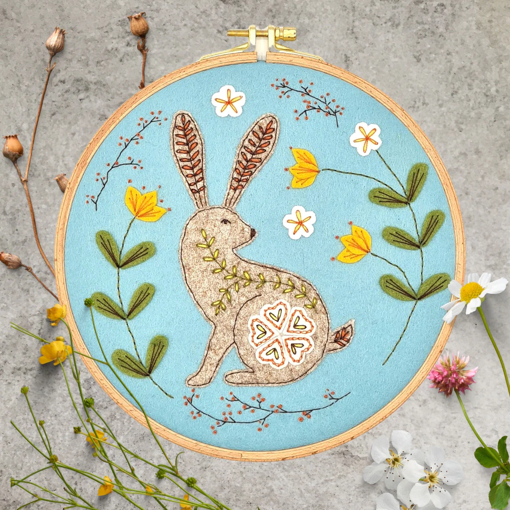 Corinne Lapierre Felt Embroidery Hoop Hare