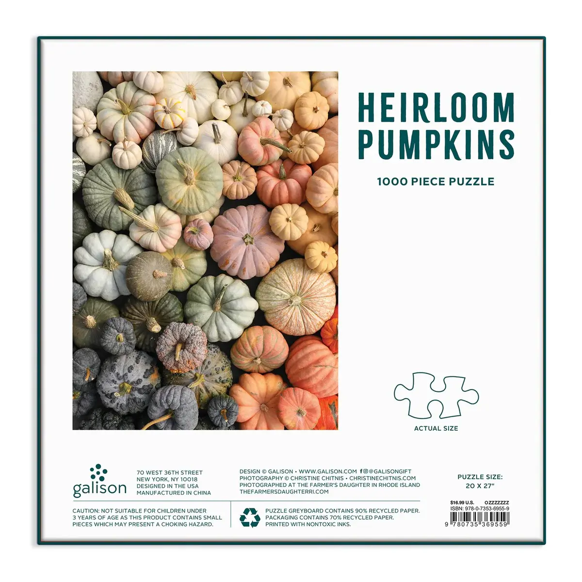 Galison 500 Piece Puzzle Heirloom Pumpkins