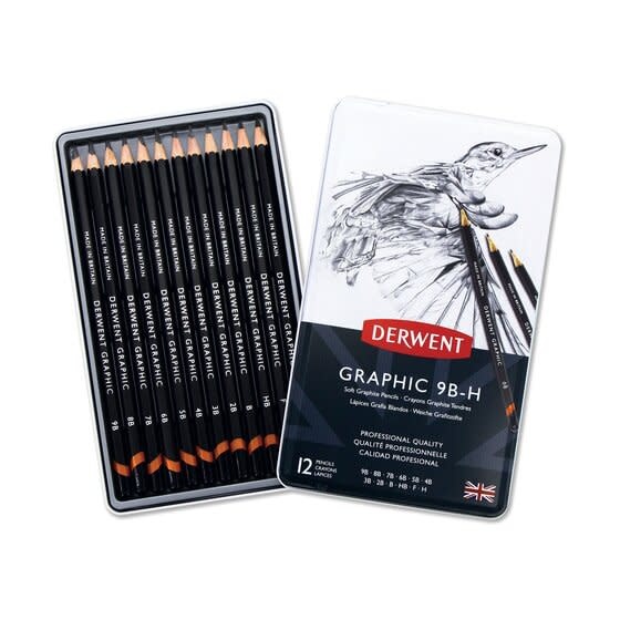 Derwent Derwent Tin 12 Pencils 9B-H