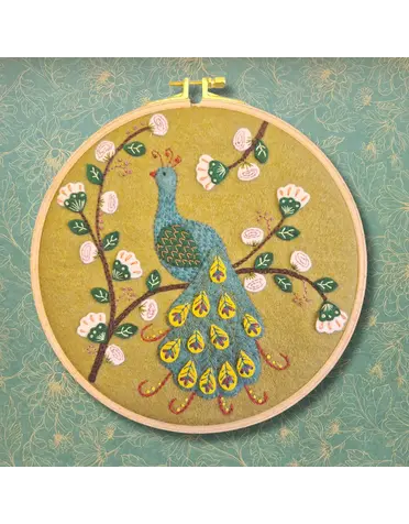 Corinne Lapierre Felt Embroidery Hoop Flamboyant Peacock