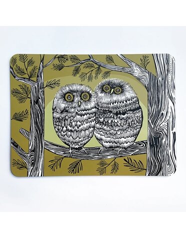 Lush Designs Table Mat Green Owls