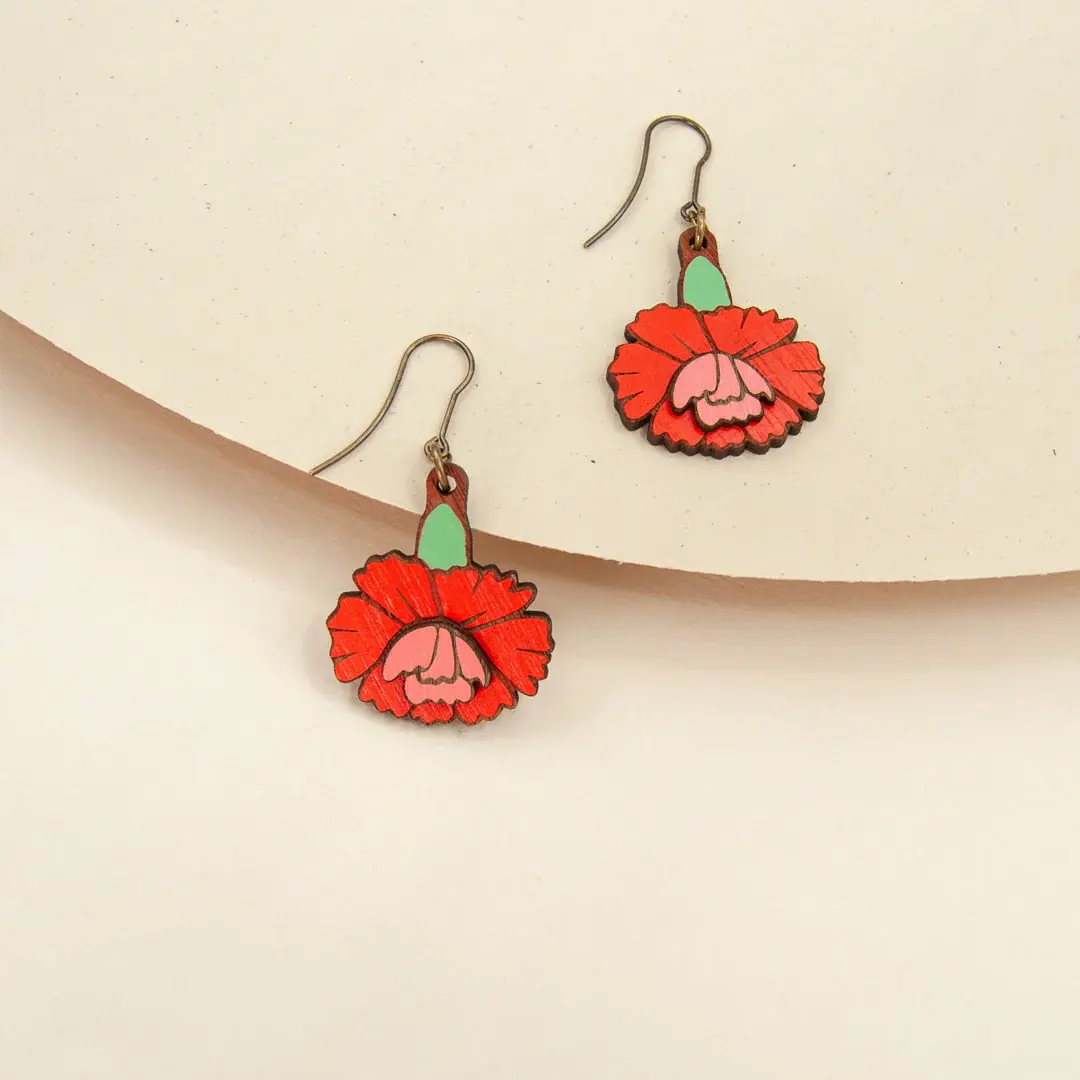 Materia Rica Hook Earrings Carnation