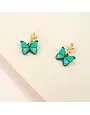 Materia Rica Hoop Earrings Teal Butterfly