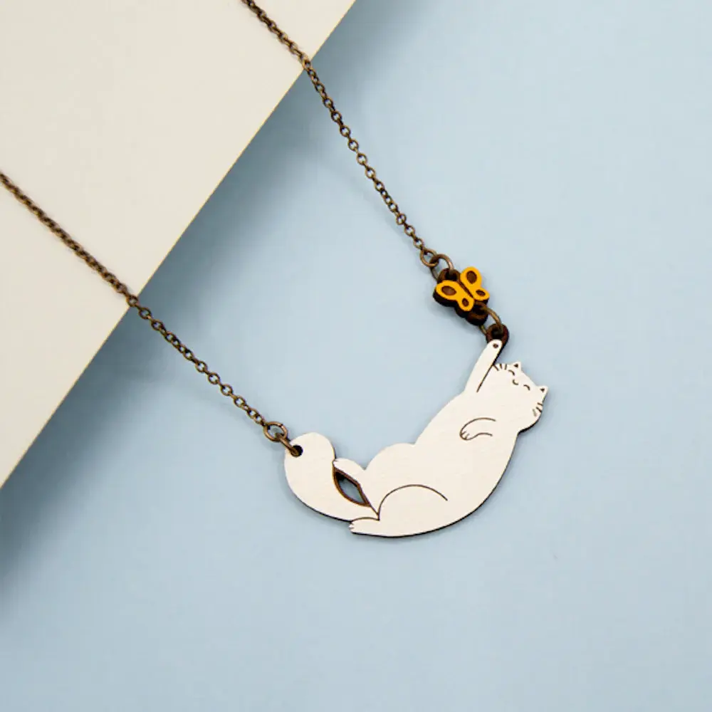 Materia Rica Necklace Cat With Butterfly