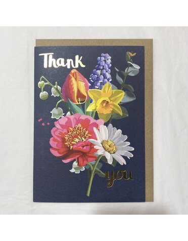 Sarah Kelleher Card Thank You Dark Flowers