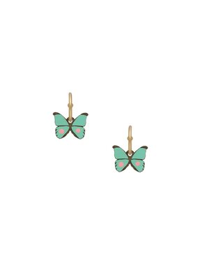 Materia Rica Hoop Earrings Teal Butterfly