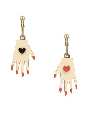 Materia Rica Hoop Earrings Heart Hands