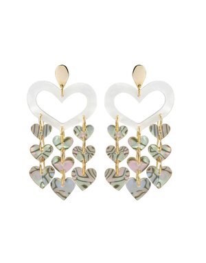 Toolally Heart Chandelier Earrings White Pearl