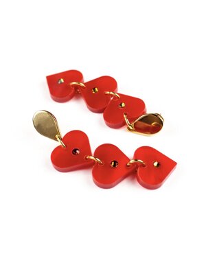 Toolally Heart Drop Earrings Red