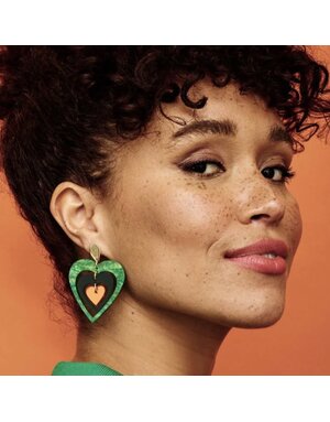 Toolally Pop Heart Earrings Green