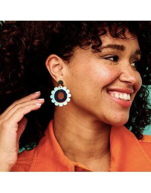 Toolally Funky Flower Earrings Blue