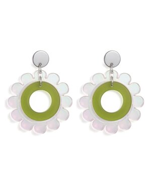 Toolally Funky Flower Earrings Green