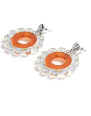 Toolally Funky Flower Earrings Orange