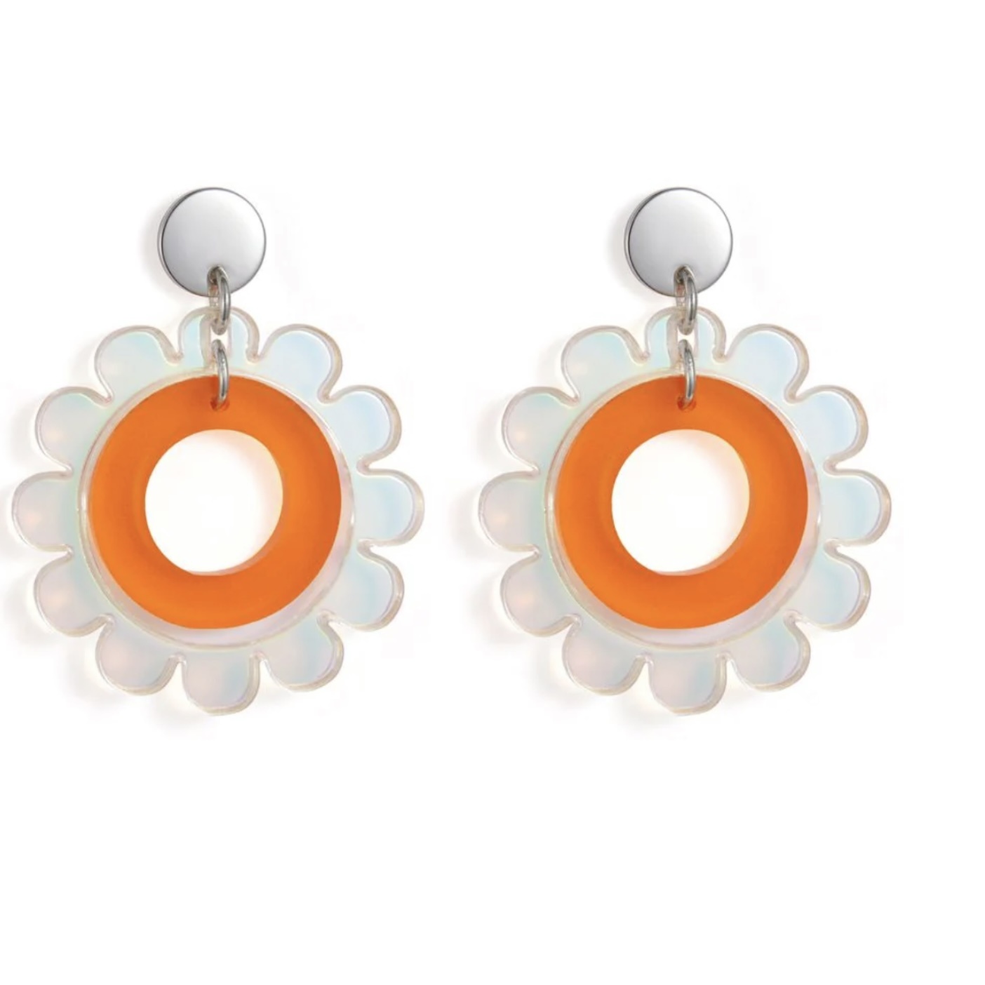 Toolally Funky Flower Earrings Orange