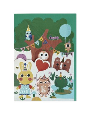 Raspberry Blossom Card Woodland Fold Out