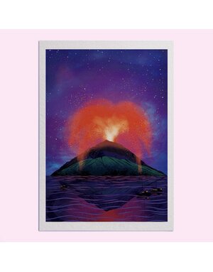 Hello Grimes Stromboli Volcano A4 Print