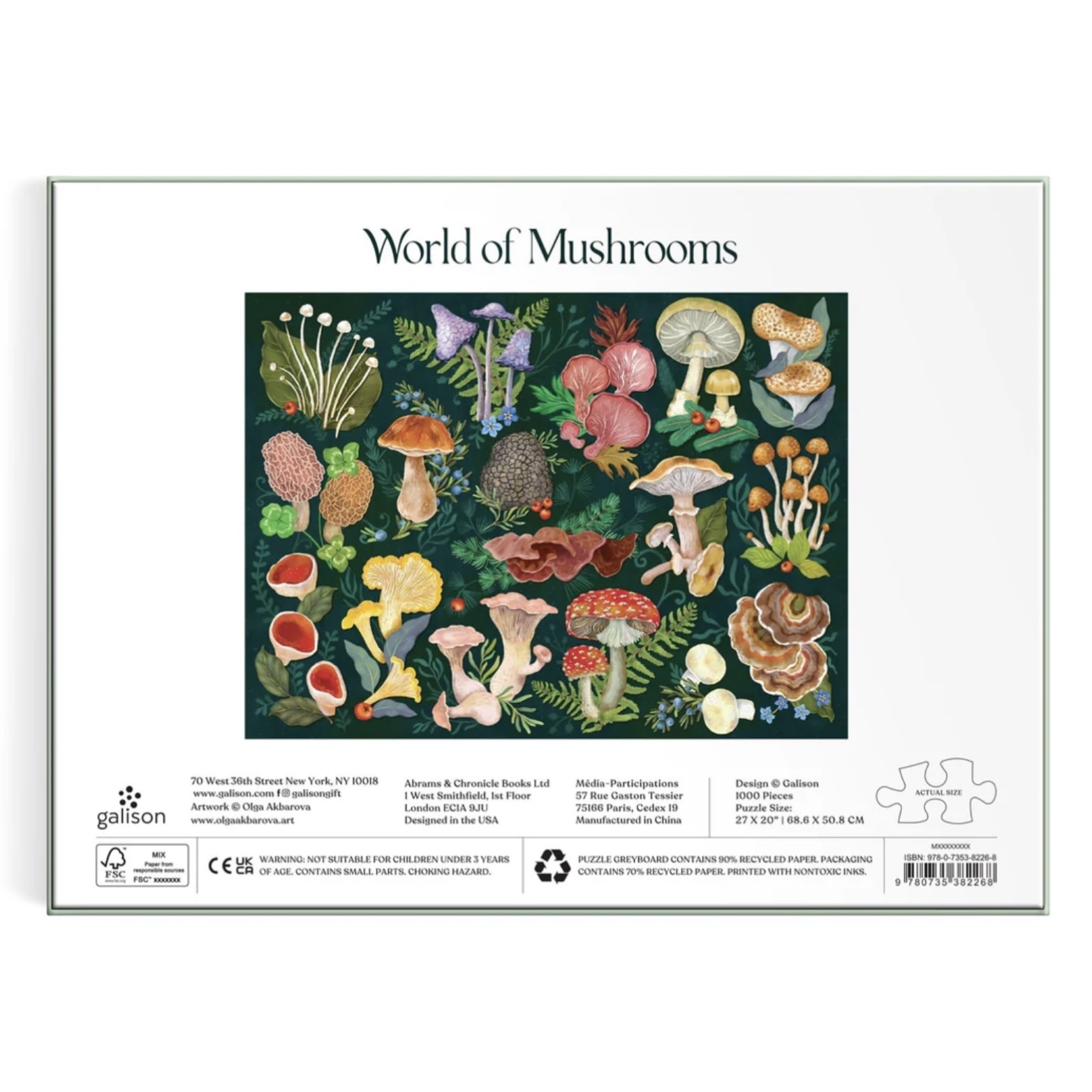 Galison 1000 Piece Puzzle World Of Mushrooms