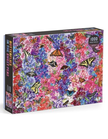 Galison 1000 Piece Puzzle Butterflies In The Sweet Peas