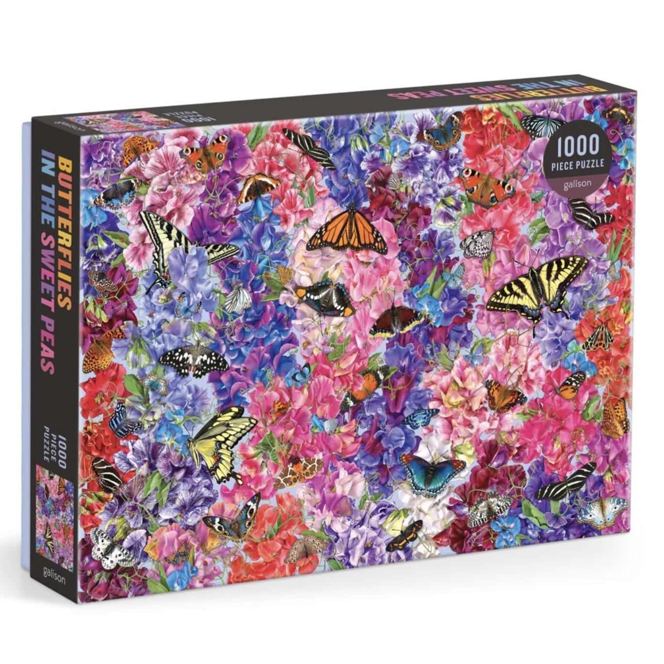 Galison 1000 Piece Puzzle Butterflies In The Sweet Peas