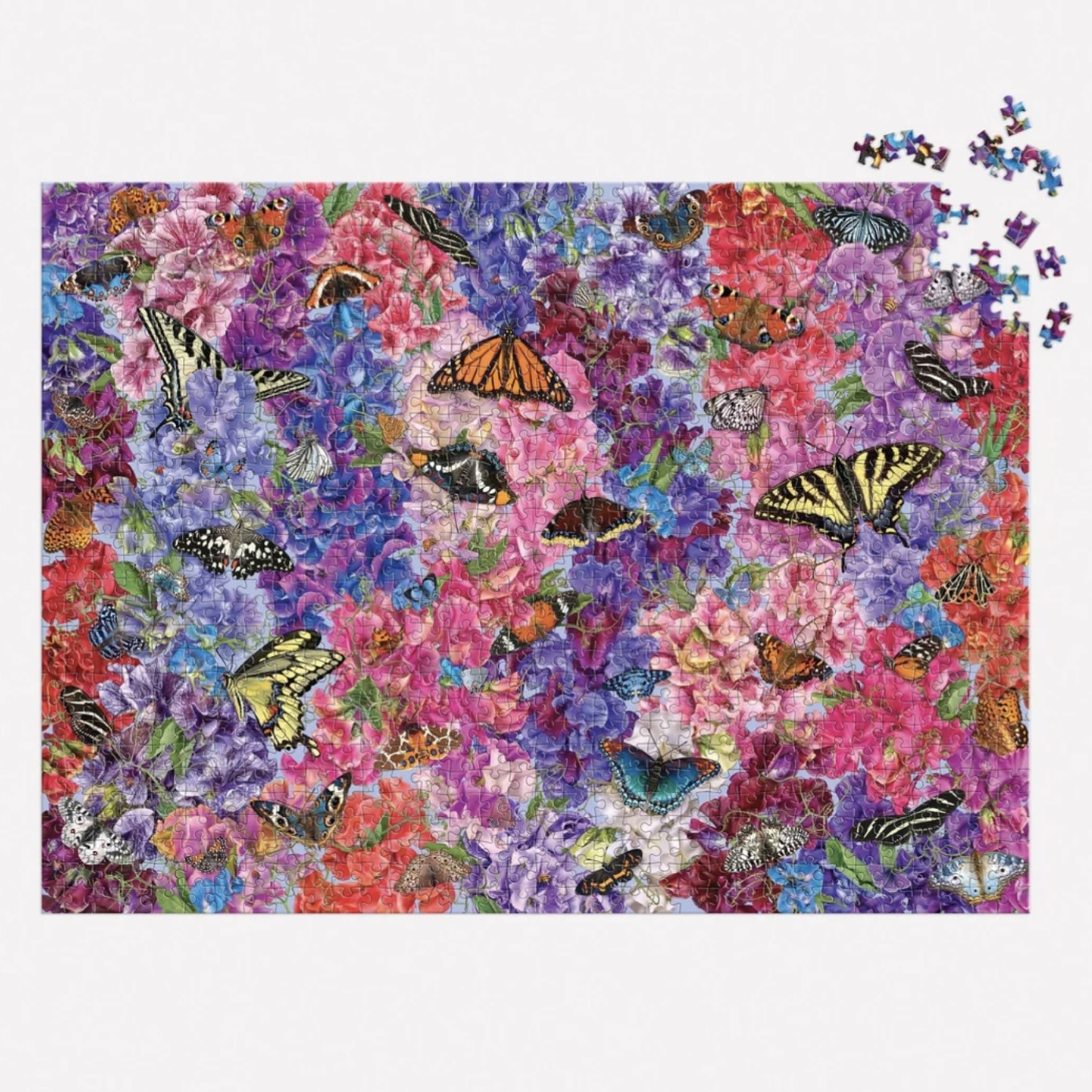 Galison 1000 Piece Puzzle Butterflies In The Sweet Peas