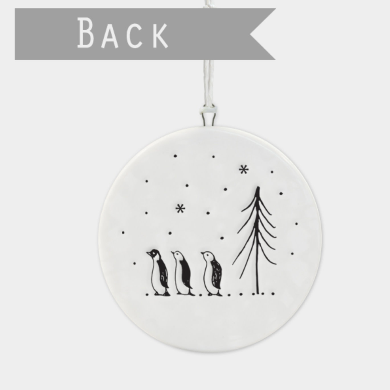 East of India Hanging Porcelain Dec Penguins