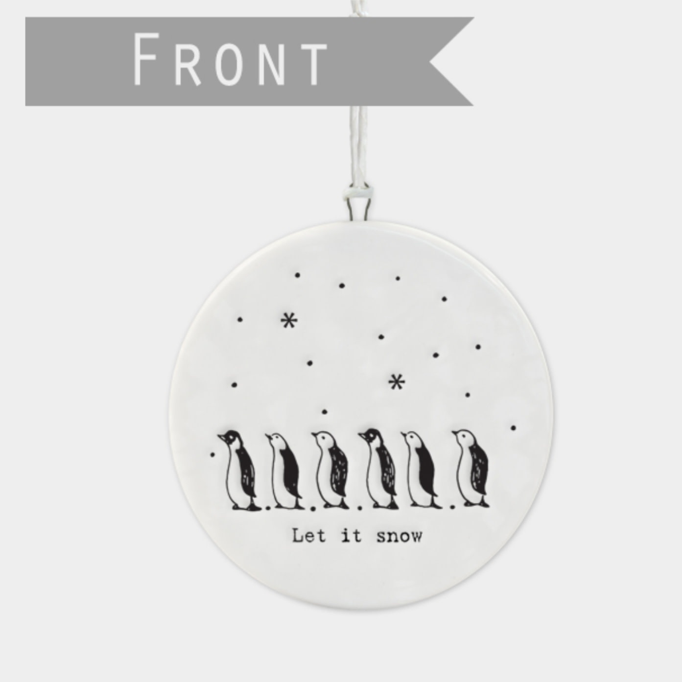 East of India Hanging Porcelain Dec Penguins
