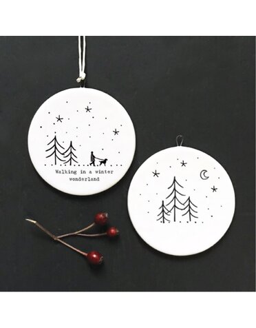 East of India Hanging Porcelain Dec Winter Wonderland