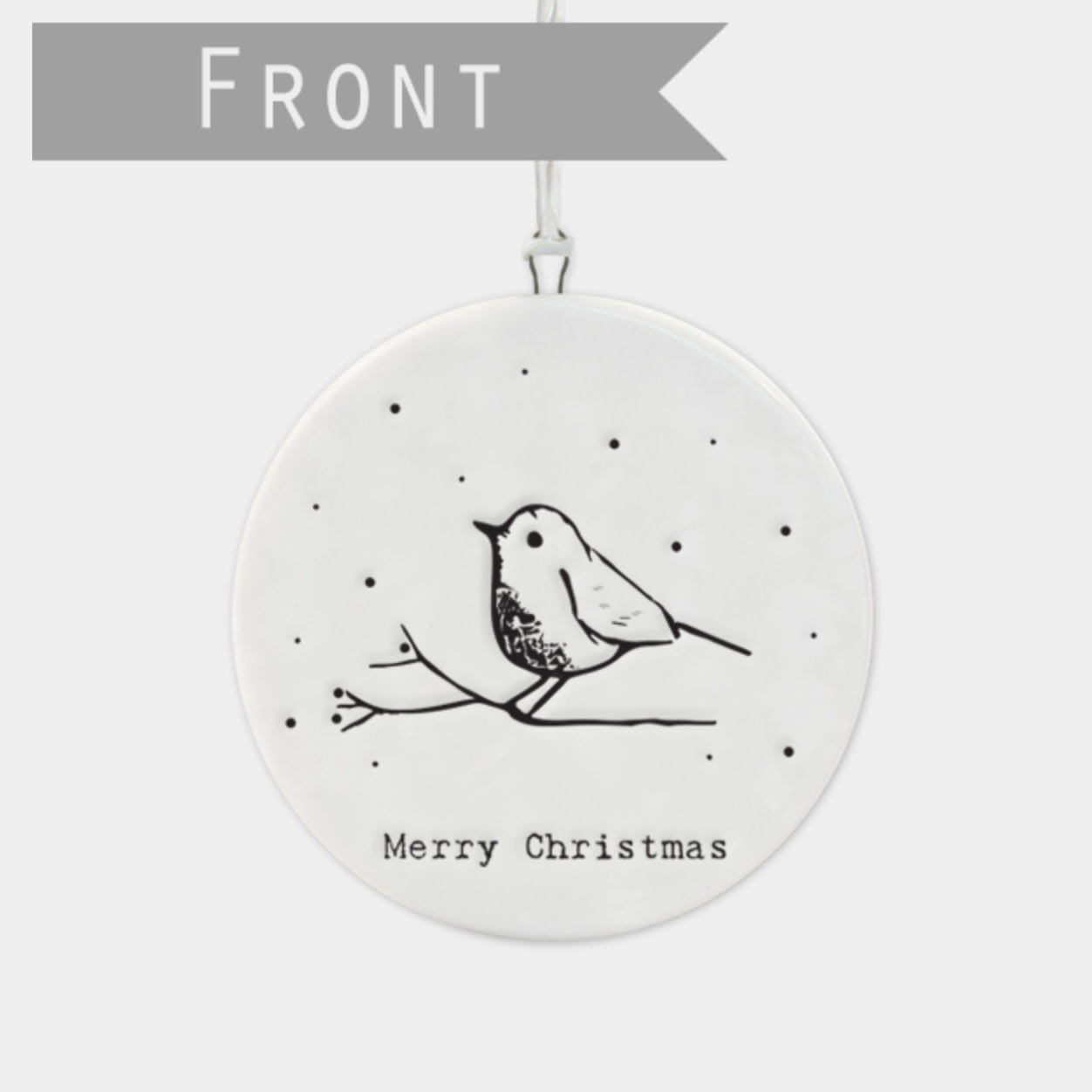 East of India Hanging Porcelain Dec Christmas Robin