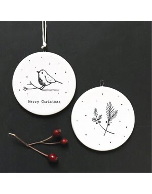 East of India Hanging Porcelain Dec Christmas Robin