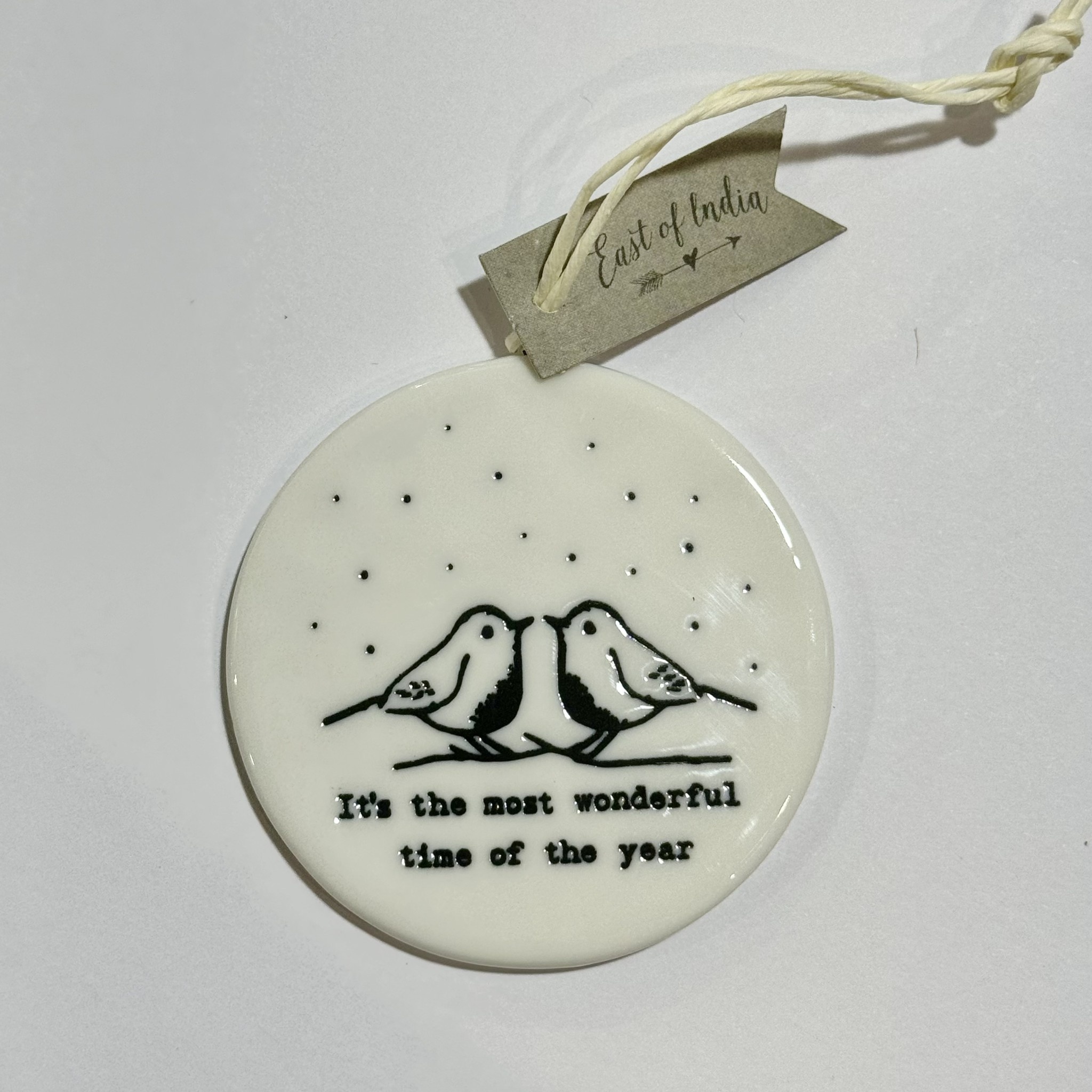 East of India Hanging Porcelain Dec Most Wonderful Robin