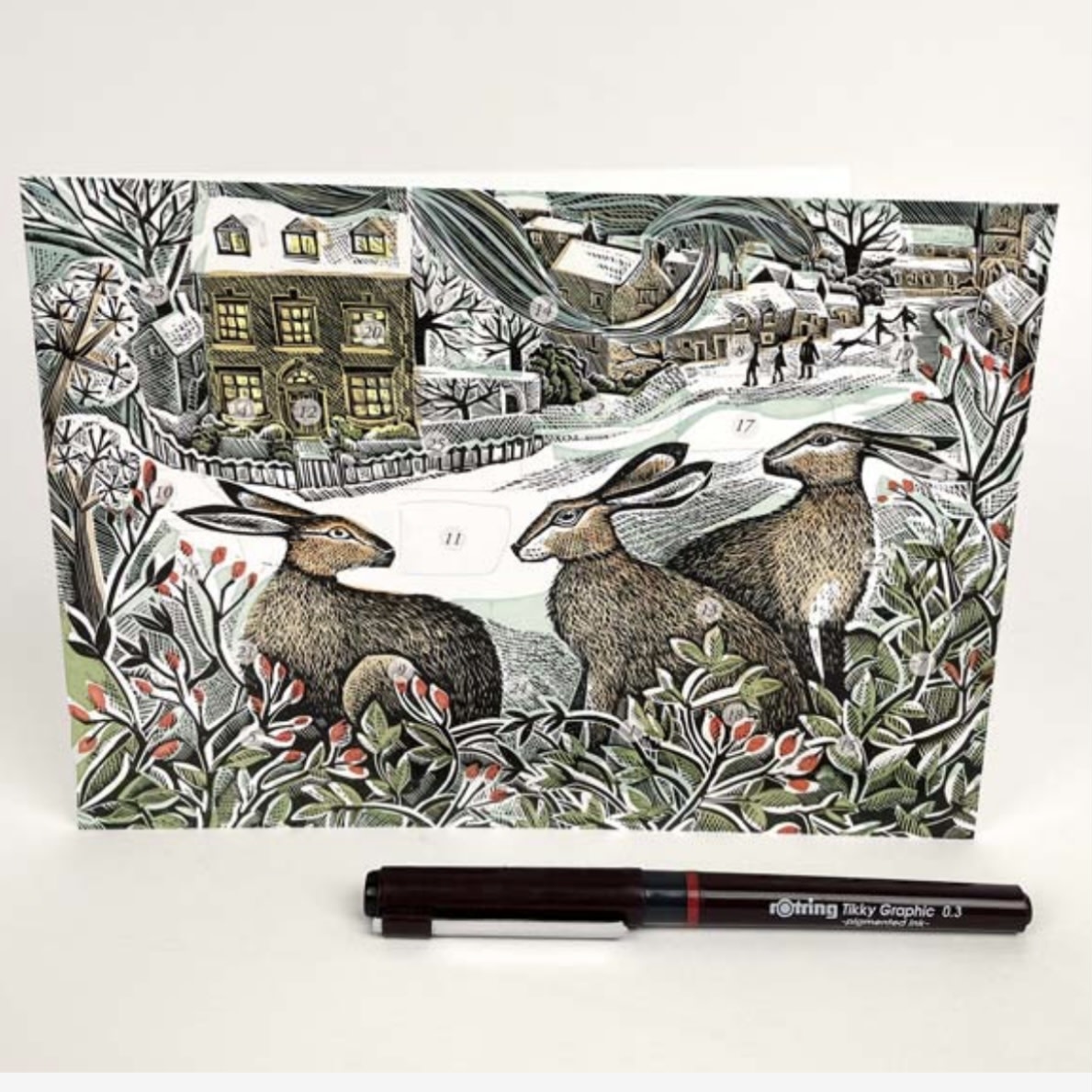 Art Angels Advent Card We Three Hares
