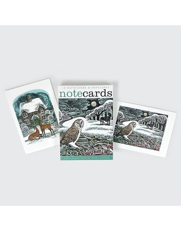 Art Angels Notecard Set Owl & Christmas Cottage