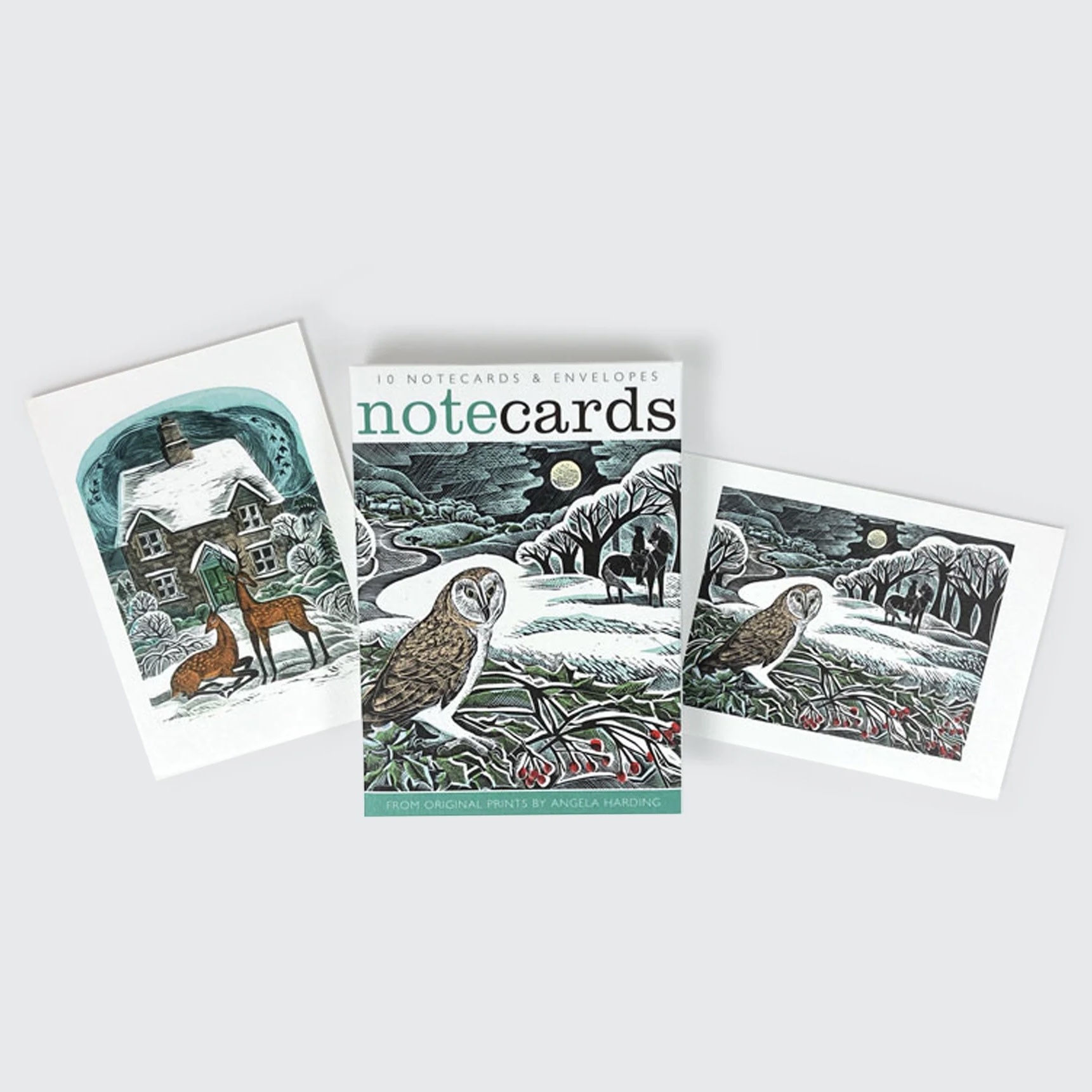 Art Angels Notecard Set Owl & Christmas Cottage