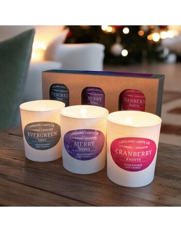 LakelandLights Christmas Trio Box Candles Cranberry…
