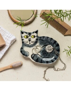 Hannah Turner Trinket Dish Grey Tabby Cat