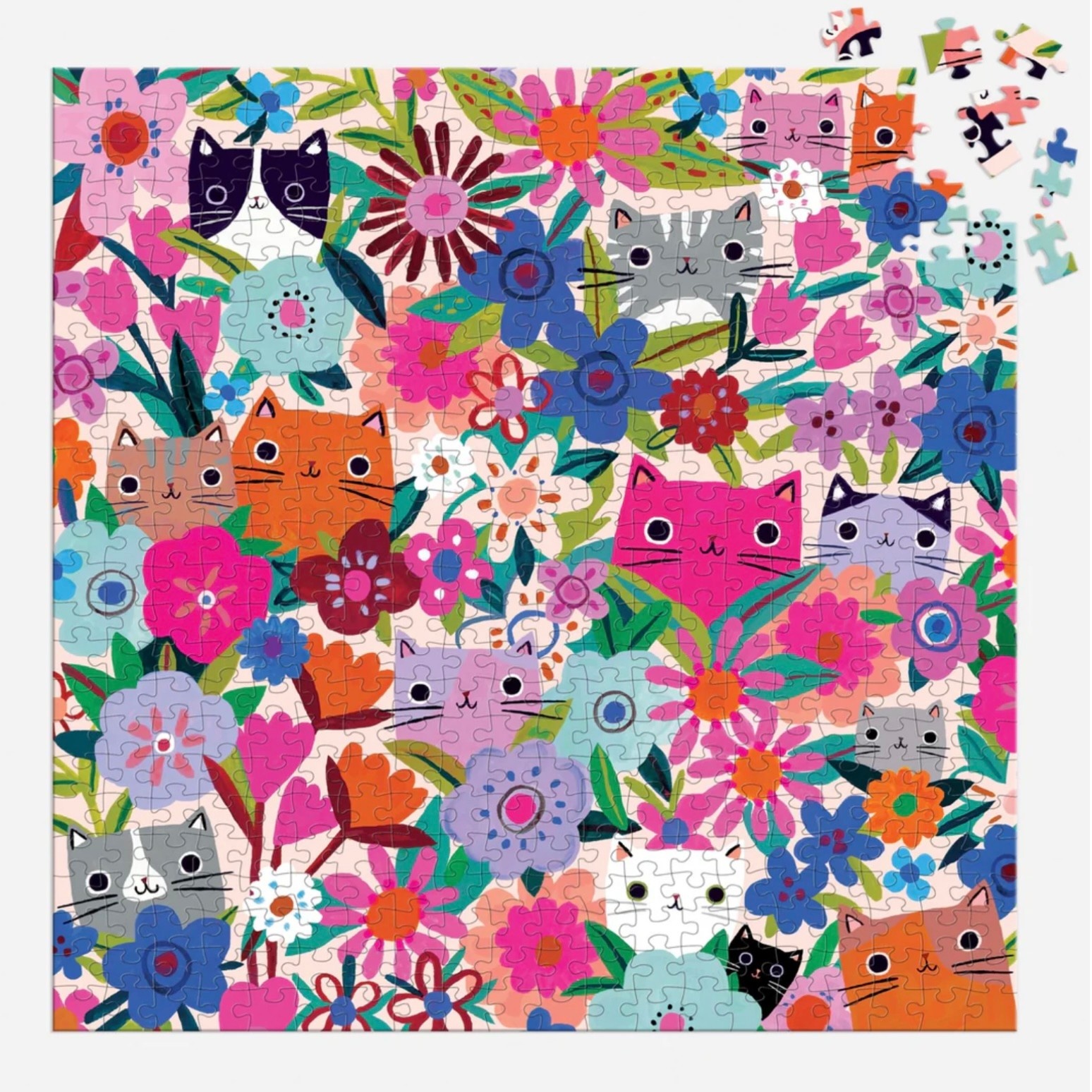 Galison 500 Piece Puzzle Blooming Cats