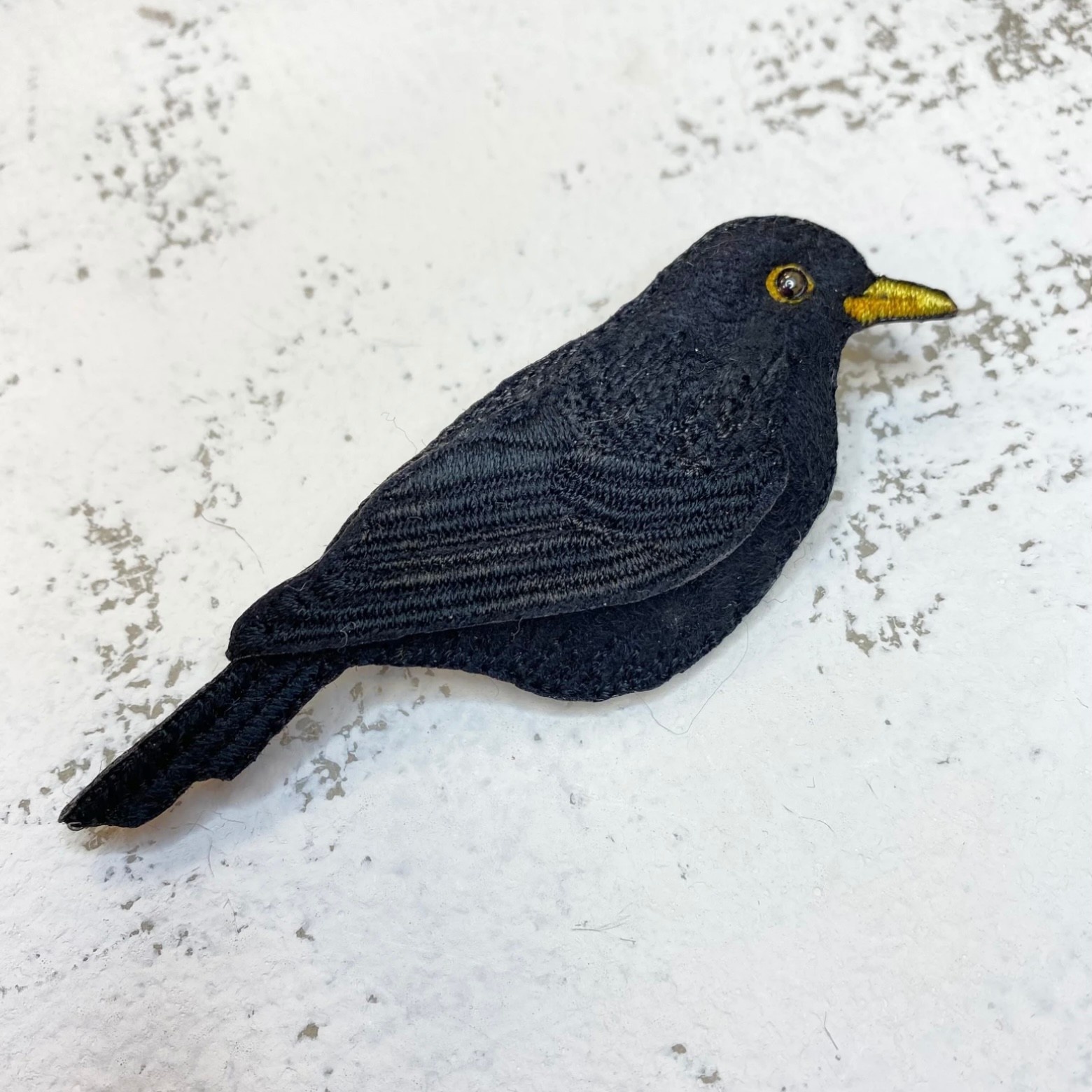 Embroidered Brooch Blackbird