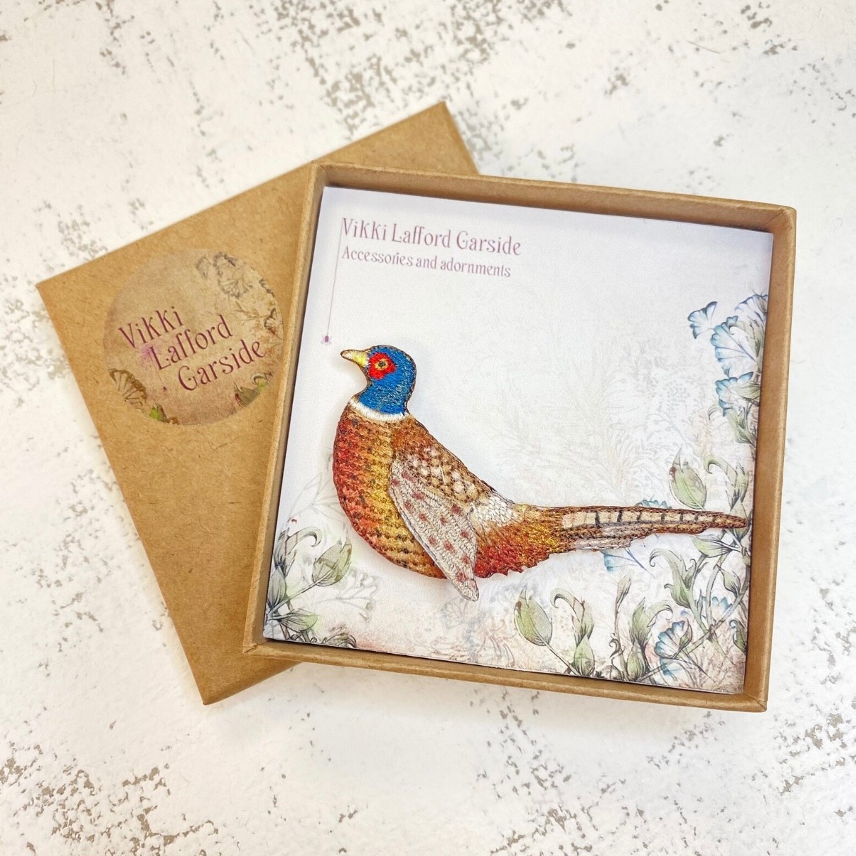 Embroidered Brooch Pheasant