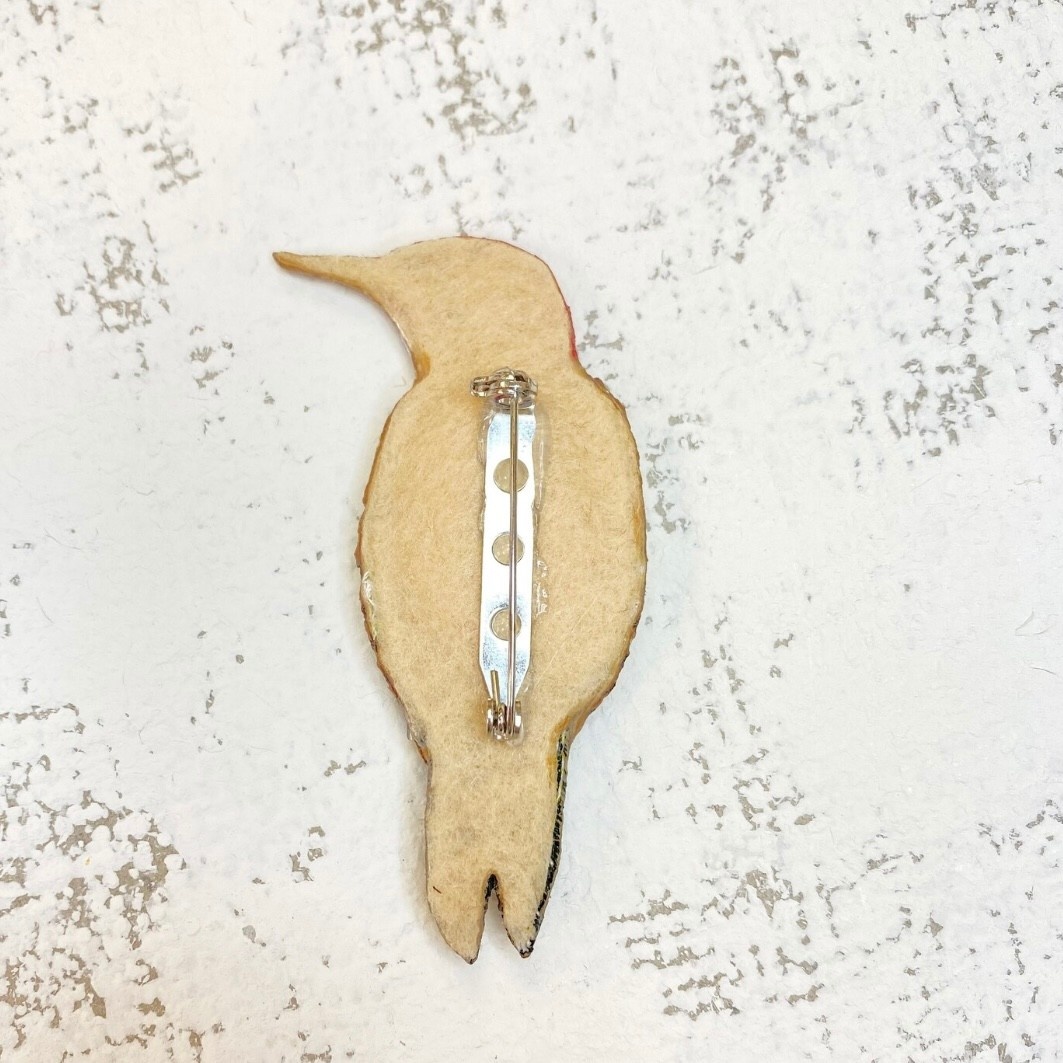 Embroidered Brooch Woodpecker