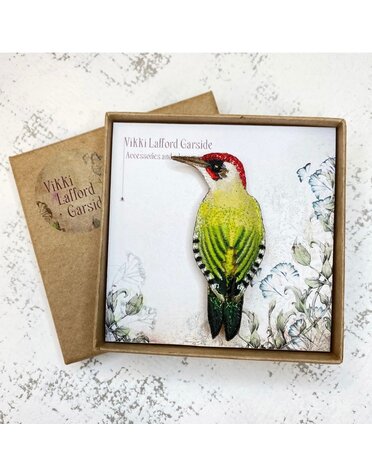 Embroidered Brooch Woodpecker