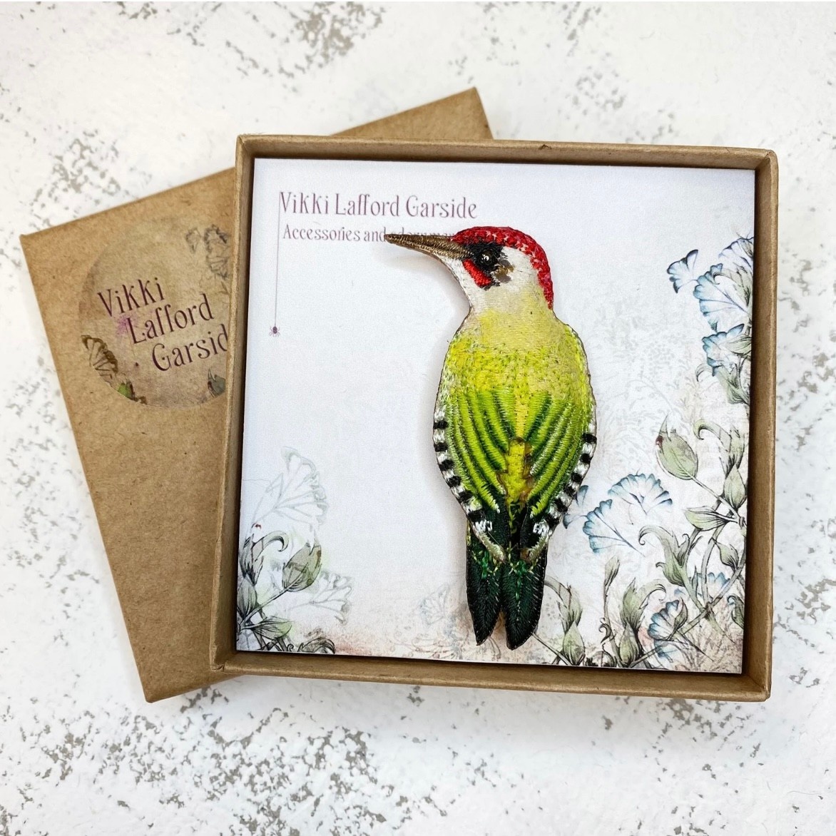 Embroidered Brooch Woodpecker