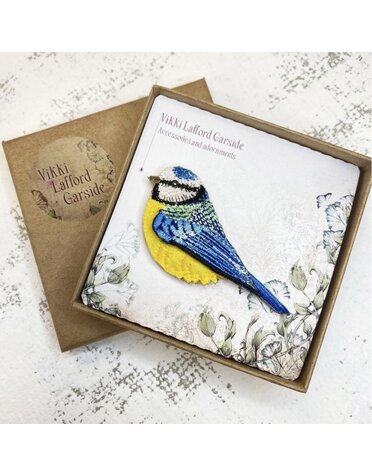 Embroidered Brooch Blue Tit