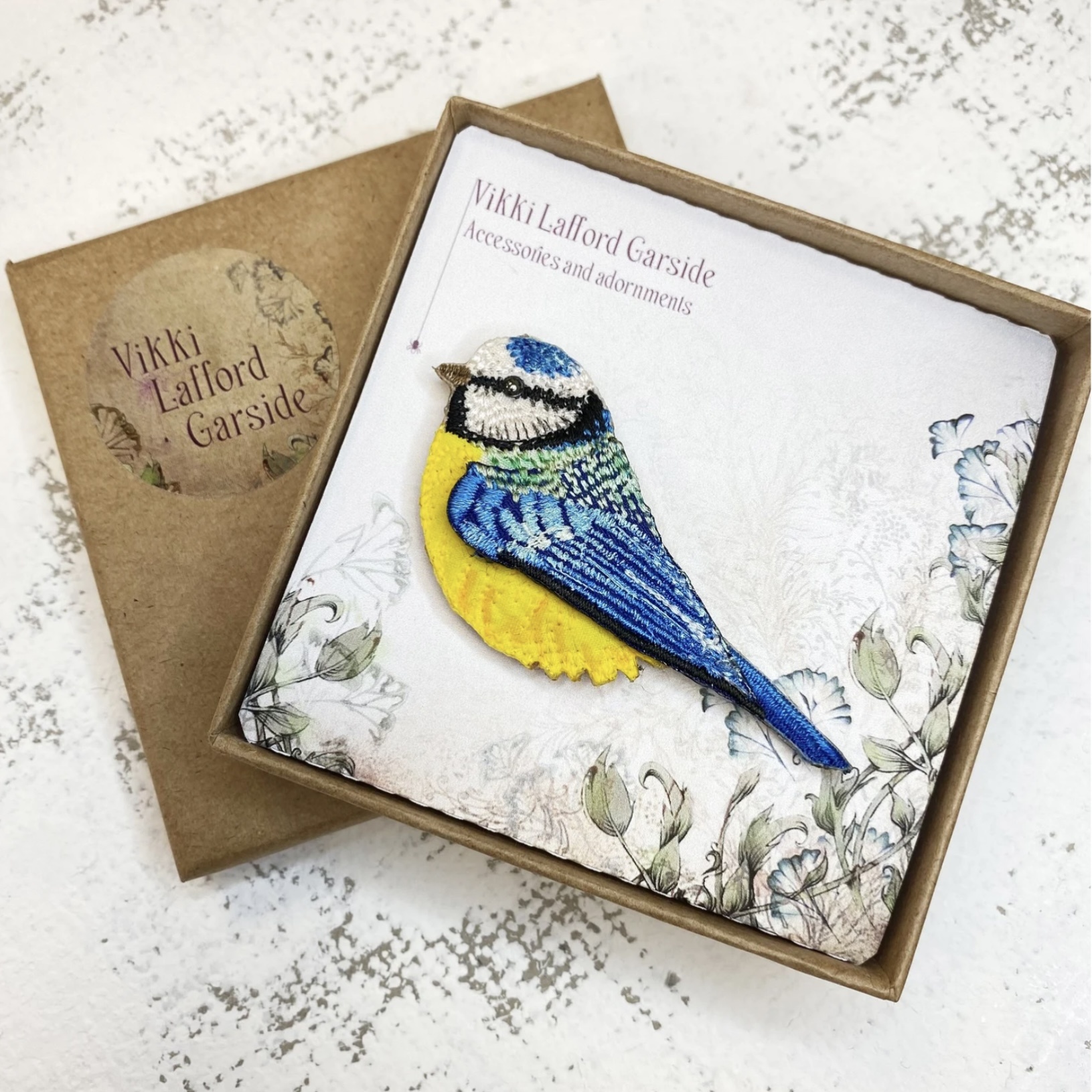 Embroidered Brooch Blue Tit