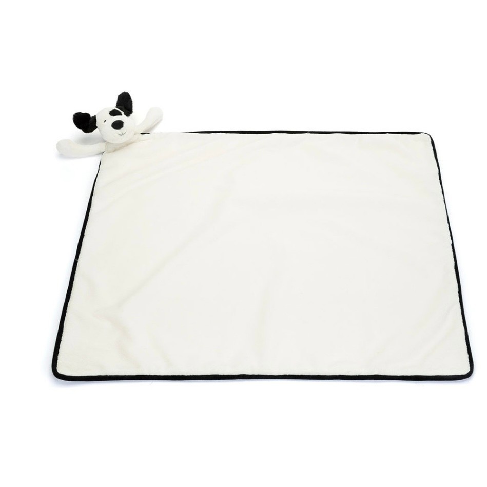 Jellycat Bashful Black & Cream Puppy Blankie
