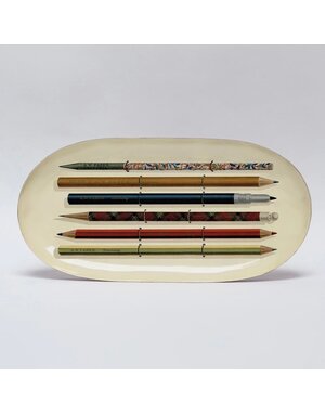 Oval Enamel Tray Vintage Pencils