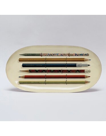 Oval Enamel Tray Vintage Pencils