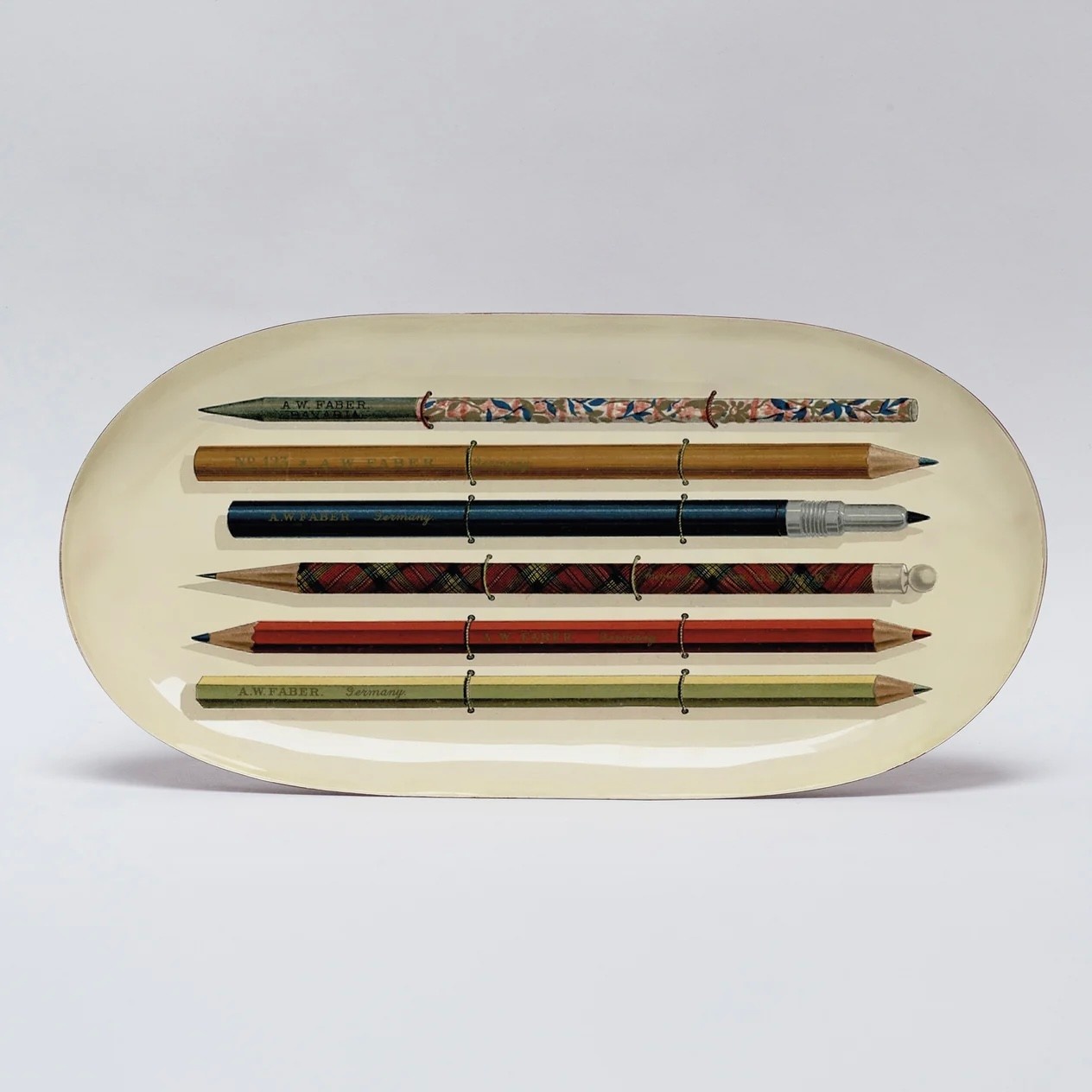 Oval Enamel Tray Vintage Pencils