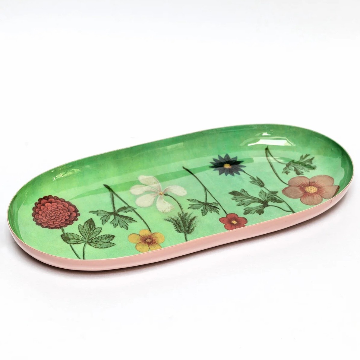 Oval Enamel Tray Festival Of Flowers
