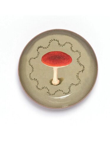 Round Enamel Tray Mushroom