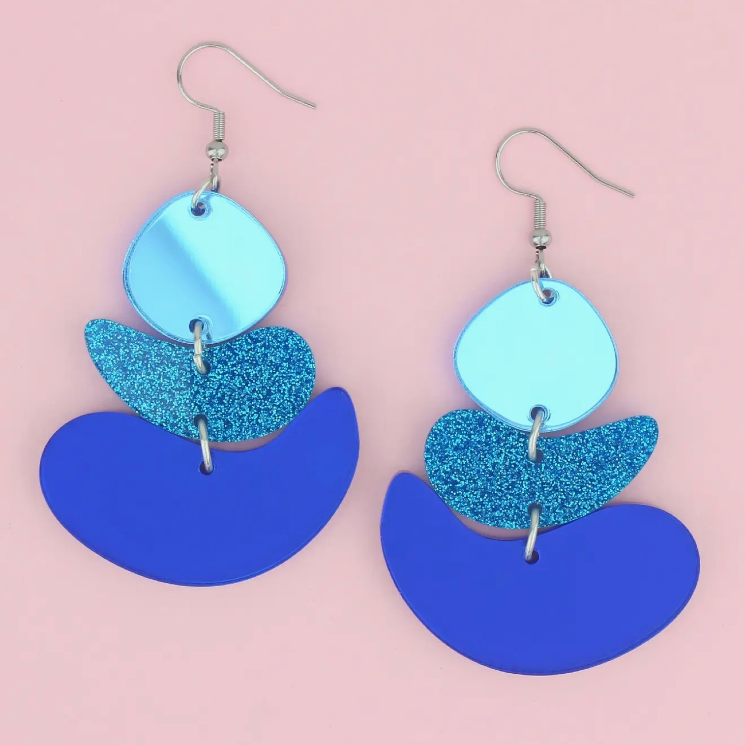 Mindful Pebble Stack Earrings Blue